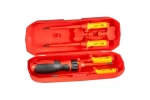 Set 5 surubelnite VDE pentru electricieni cu maner interschimbabil, izolate 1000V in cutie transport plastic