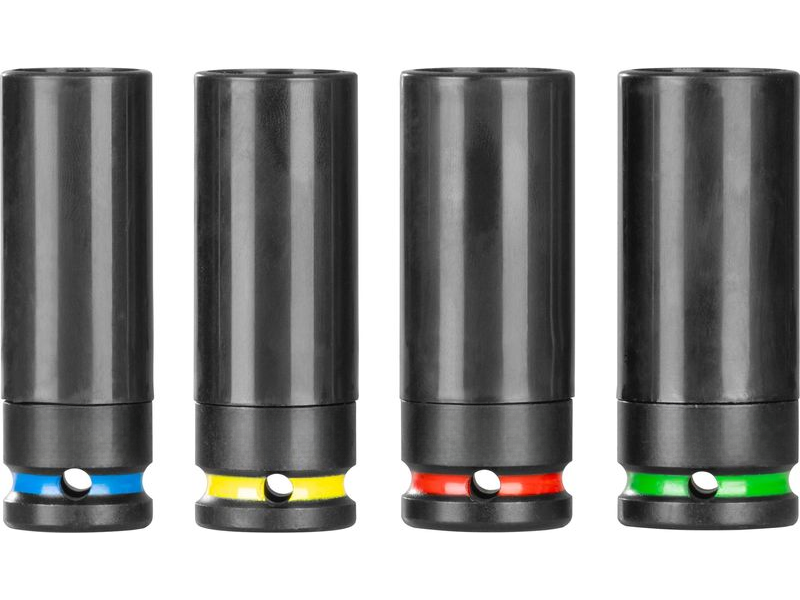 Set 4 chei tubulare, otel CrV, 17 19 21 22 mm, codificate pe culori, rezistente pentru atelier si auto