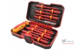 Set 13 surubelnite VDE pentru electricieni cu maner interschimbabil, izolate 1000V in cutie transport