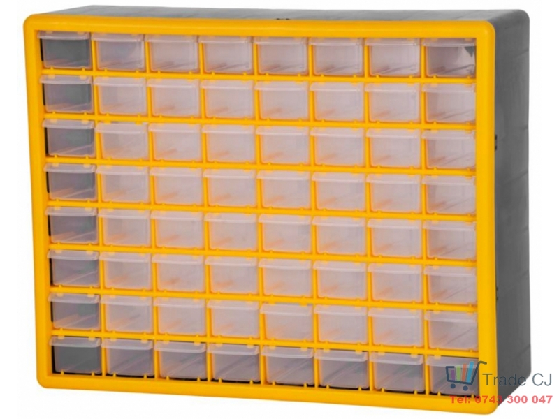 Organizator accesorii, 64 sertare, 50x16x39 cm, maxim 15 kg