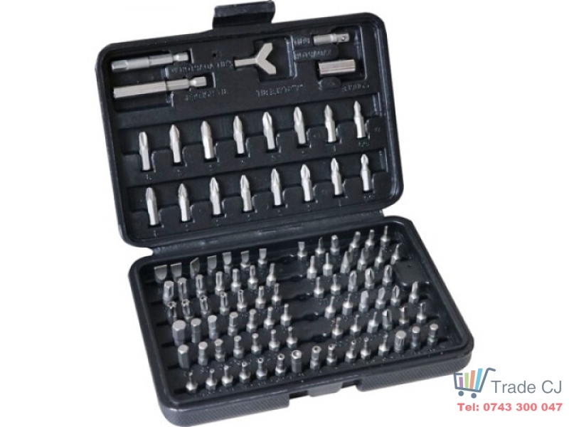 Set 100 biti si adaptoare Cr-V, pentru masina de gaurit si insurubat, in cutie plastic