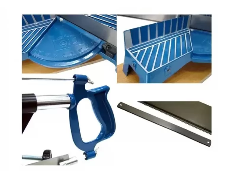 Fierastrau manual profesional pentru taieri la unghi, lama 600 mm, suport lemn, reglaj unghiuri 90, 45, 35, 30, 22.5 grade