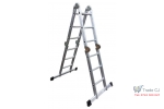 Scara aluminiu articulata tip schela 4 tronsoane x 3 trepte, max 150 kg, platforma lemn