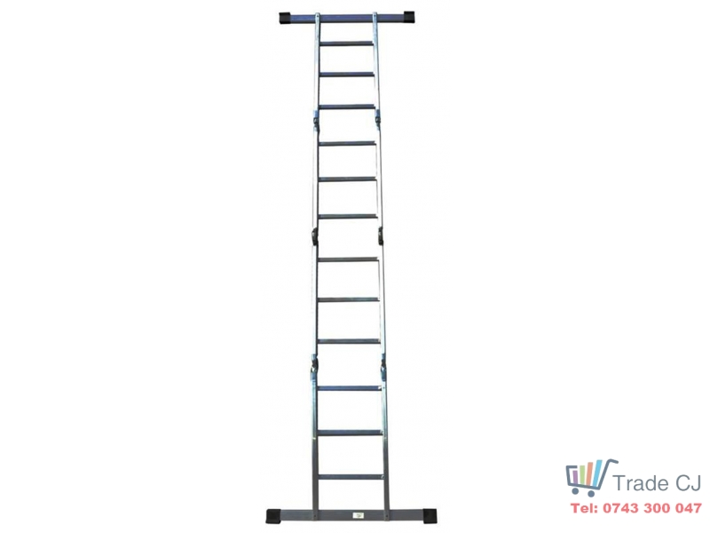 Scara aluminiu articulata tip schela 4 tronsoane x 3 trepte, max 150 kg, platforma lemn