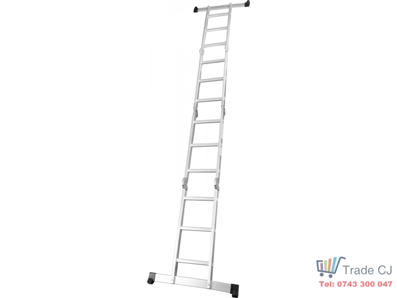 Scara multifunctionala articulata cu platforma ML 103, 4x3 trepte, aluminiu, 4 in 1, pliabila, sarcina maxima 150 kg
