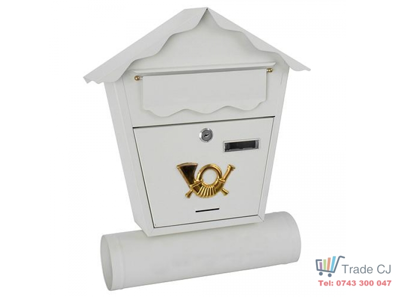 Cutie postala cu suport de ziar, Strend Pro SK-252190, alba, 45x37x10 cm