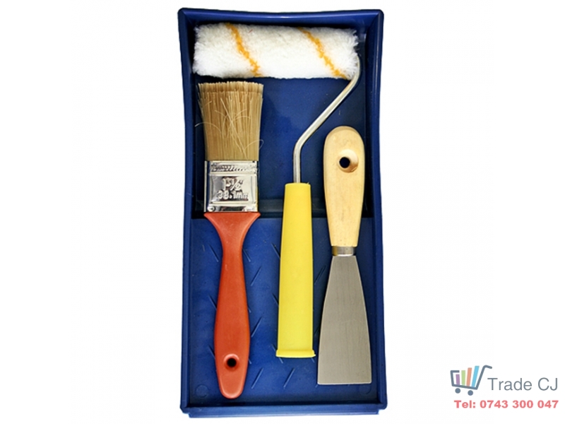Set pentru zugravit cu tava, trafalet 10 cm, pensula si spaclu