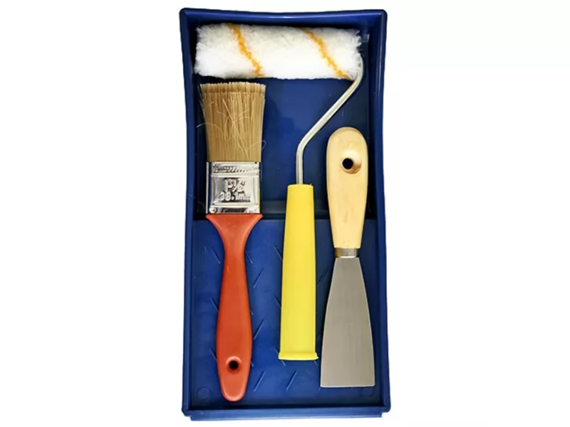 Set pentru zugravit cu tava, trafalet 10 cm, pensula si spaclu