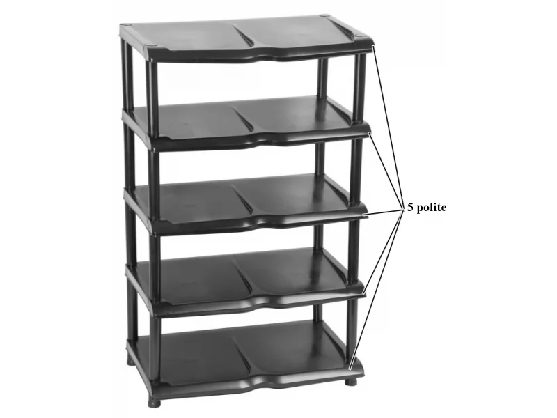 Raft plastic pentru depozitare incaltaminte cu 5 polite 48x30x86 cm