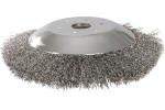 Cap motocoasa cu perie de sarma, disc 200 mm, prindere 25.4 mm, otel carbon, pentru indepartat buruieni, muschi si murdarie, max. 10.000 rpm