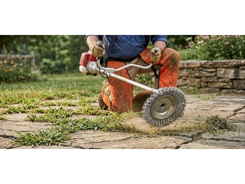 Cap motocoasa cu perie de sarma, disc 200 mm, prindere 25.4 mm, otel carbon, pentru indepartat buruieni, muschi si murdarie, max. 10.000 rpm