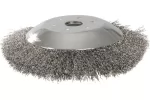 Cap motocoasa cu perie de sarma, disc 200 mm, prindere 25.4 mm, otel carbon, pentru indepartat buruieni, muschi si murdarie, max. 10.000 rpm