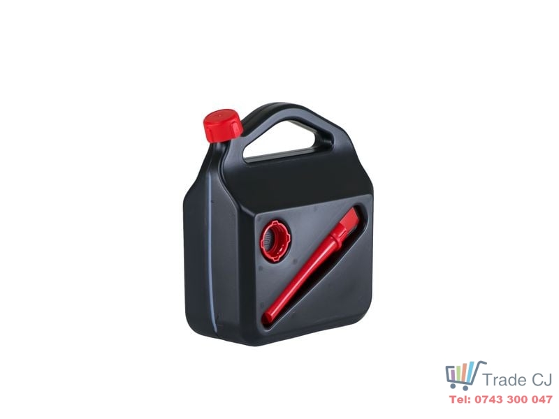 Canistra combustibil 5L, plastic rezistent, cu palnie si adaptor, etansa, culoare neagra, pentru benzina si motorina