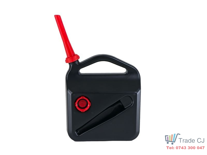 Canistra combustibil 5L, plastic rezistent, cu palnie si adaptor, etansa, culoare neagra, pentru benzina si motorina
