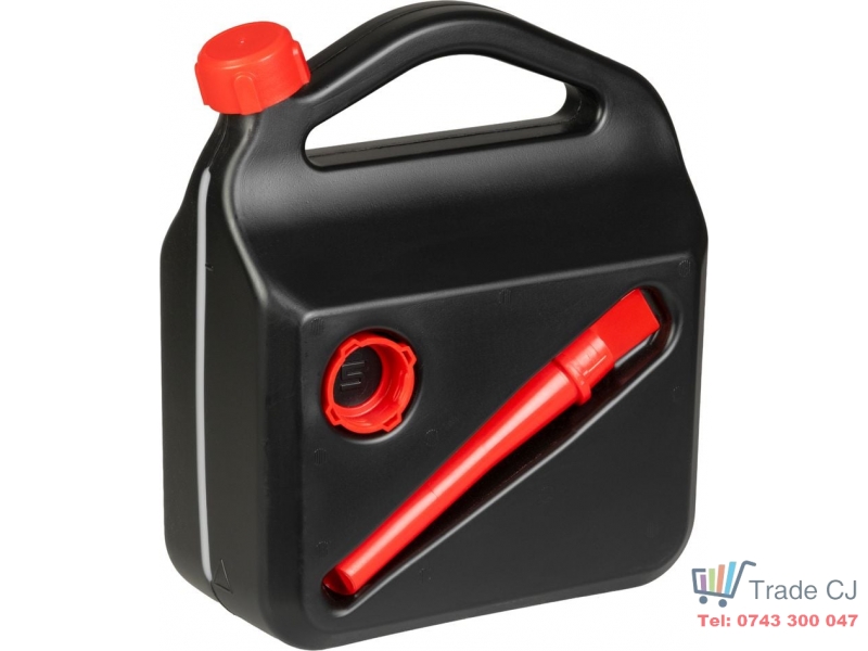 Canistra combustibil 10L, plastic rezistent, cu palnie si adaptor, etansa, culoare neagra, pentru benzina si motorina