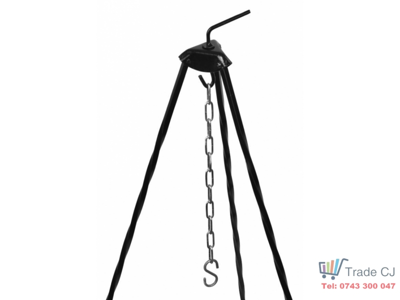 Trepied din metal pentru ceaun, 120cm cu carlig si lant
