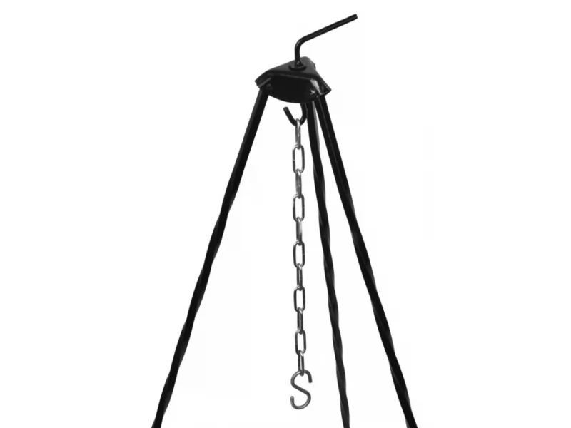 Trepied din metal pentru ceaun, 120cm cu carlig si lant