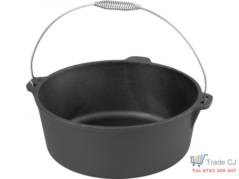 Ceaun din fonta pentru gulas 10.1 l, diametru 34 cm, maner din otel inoxidabil, distributie uniforma a caldurii, ideal pentru gatit la foc deschis si aragaz