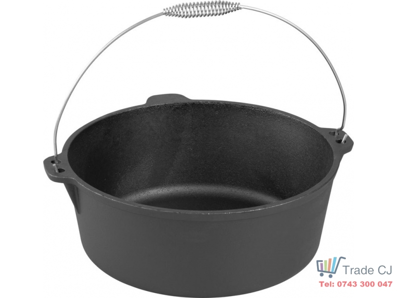 Ceaun din fonta pentru gulas 10.1 l, diametru 34 cm, maner din otel inoxidabil, distributie uniforma a caldurii, ideal pentru gatit la foc deschis si aragaz