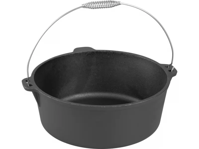 Ceaun din fonta pentru gulas 10.1 l, diametru 34 cm, maner din otel inoxidabil, distributie uniforma a caldurii, ideal pentru gatit la foc deschis si aragaz