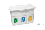 Cos gunoi pentru colectarea selectiva a deseurilor Strend Pro ECOPAT, alb, 3x25 litri, 75x37x50 cm