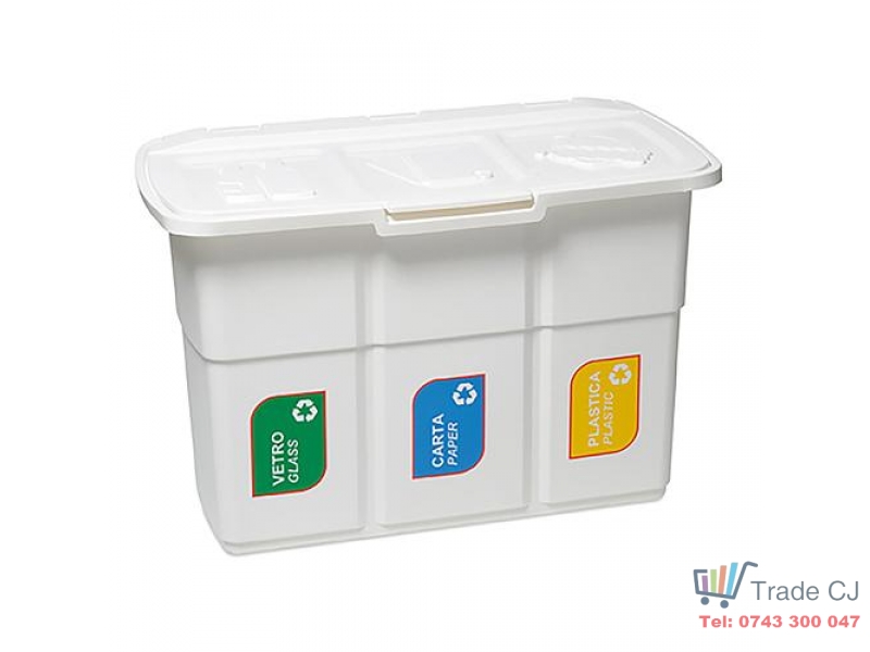 Cos gunoi pentru colectarea selectiva a deseurilor Strend Pro ECOPAT, alb, 3x25 litri, 75x37x50 cm