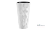 Ghiveci pentru flori SGTT RoundSandy diametru 38cm, inaltime 70cm, alb