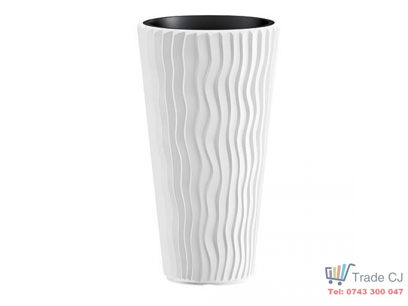 Ghiveci pentru flori SGTT RoundSandy diametru 38cm, inaltime 70cm, alb