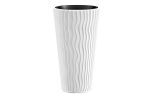 Ghiveci pentru flori SGTT RoundSandy diametru 38cm, inaltime 70cm, alb