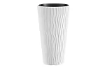 Ghiveci pentru flori SGTT RoundSandy diametru 38cm, inaltime 70cm, alb