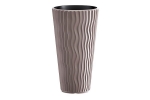 Ghiveci pentru flori SGTT RoundSandy diametru 38 cm,inaltime 70 cm,mocca