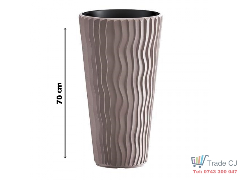 Ghiveci pentru flori SGTT RoundSandy diametru 38 cm,inaltime 70 cm,mocca
