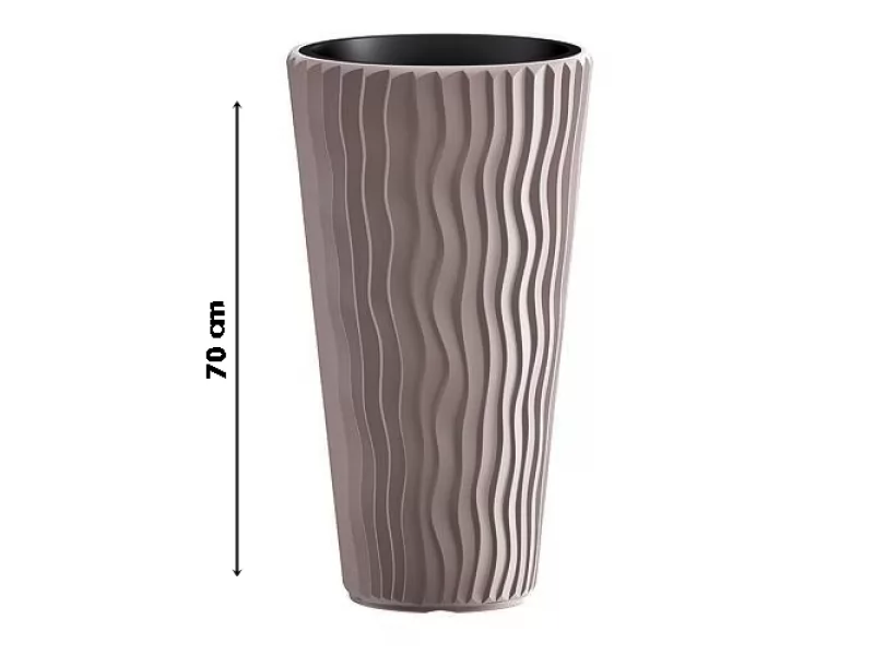 Ghiveci pentru flori SGTT RoundSandy diametru 38 cm,inaltime 70 cm,mocca