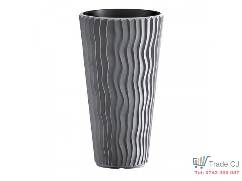 Ghiveci pentru flori SGTT RoundSandy diametru 38 cm,inaltime 70 cm,argintiu