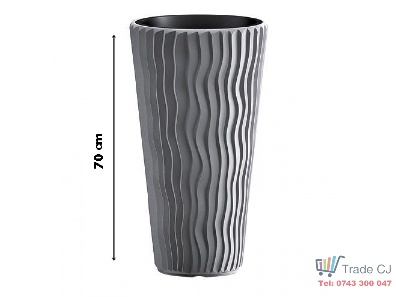 Ghiveci pentru flori SGTT RoundSandy diametru 38 cm,inaltime 70 cm,argintiu