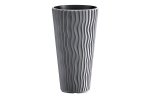 Ghiveci pentru flori SGTT RoundSandy diametru 38 cm,inaltime 70 cm,argintiu
