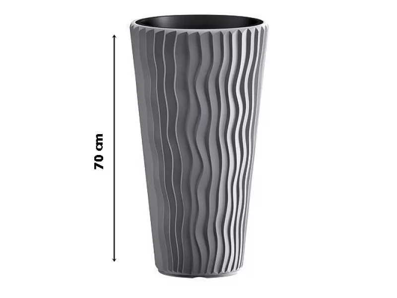 Ghiveci pentru flori SGTT RoundSandy diametru 38 cm,inaltime 70 cm,argintiu