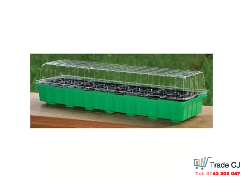 Tava pentru rasaduri cu capac din plastic transparent, 36 alveole, 54x15x13 cm