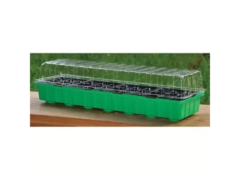 Tava pentru rasaduri cu capac din plastic transparent, 36 alveole, 54x15x13 cm