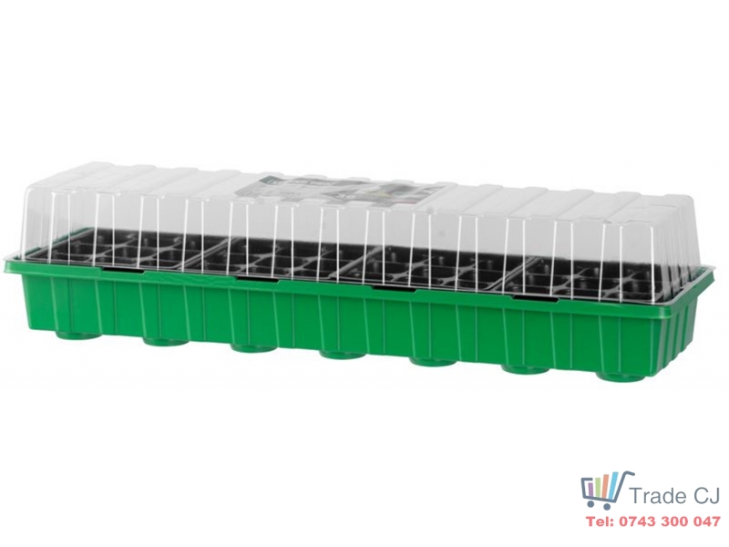 Tava pentru rasaduri cu capac din plastic transparent, 36 alveole, 54x15x13 cm