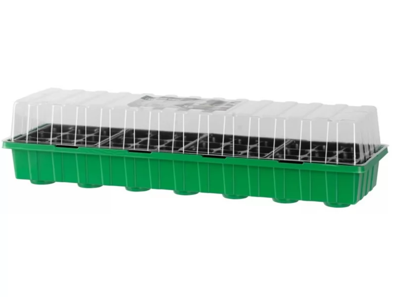 Tava pentru rasaduri cu capac din plastic transparent, 36 alveole, 54x15x13 cm