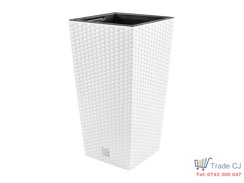 Ghiveci pentru flori tip ratan SGTT Rato 225, capacitate 8 16.3 l, alb