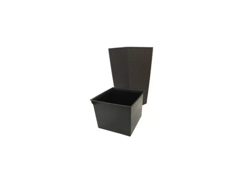 Ghiveci pentru flori tip ratan SGTT Square, capacitate 21 49 l, negru