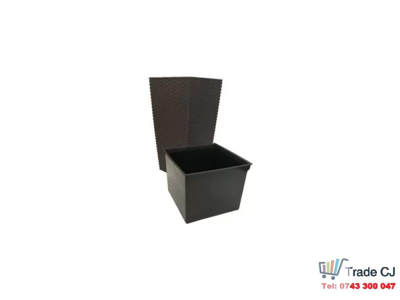 Ghiveci pentru flori tip ratan SGTT Square, capacitate 21 49 l, maro