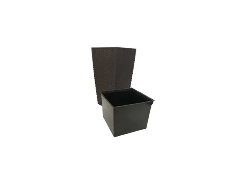 Ghiveci pentru flori tip ratan SGTT Square, capacitate 21 49 l, maro
