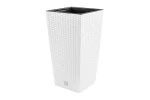 Ghiveci pentru flori tip ratan SGTT Square, capacitate 21 49 l, alb