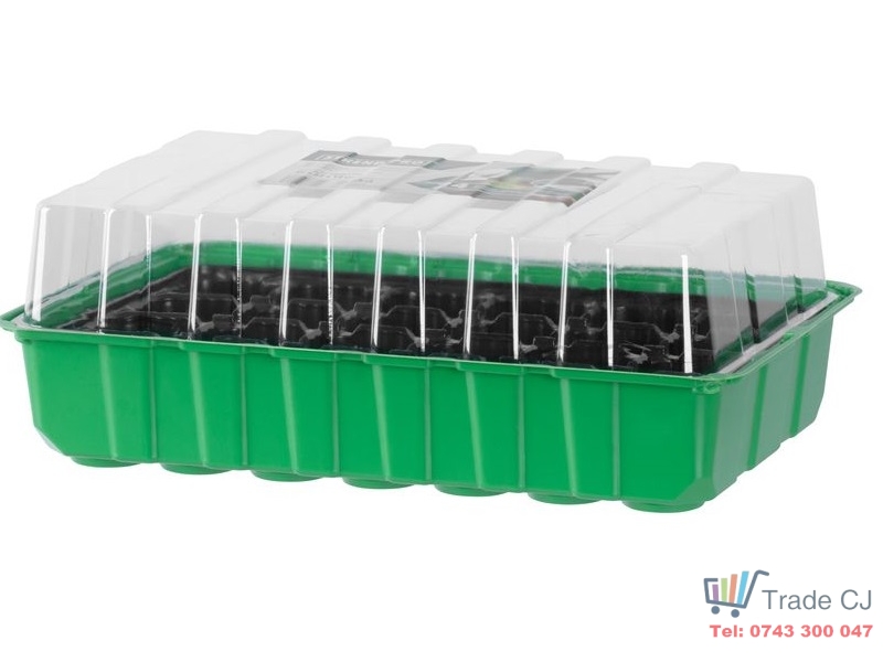Tava pentru rasaduri cu capac din plastic transparent, 24 alveole, 35x22x12 cm