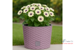 Ghiveci rotund mocca, plastic rezistent, imitatie ratan, diametru 20 cm, inaltime 19 cm