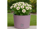 Ghiveci rotund mocca, plastic rezistent, imitatie ratan, diametru 20 cm, inaltime 19 cm