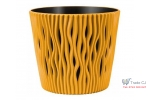 Ghiveci decorativ pentru flori, rotund, galben mustar, capacitate 3l, 16x18 cm